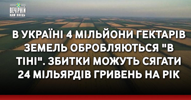 В Україні 4 мільйони гектарів земель обробляються "в тіні". Збитки можуть сягати 24 мільярдів гривень на рік