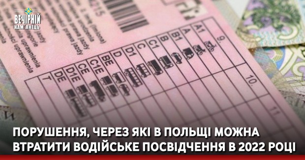 Порушення, через які в Польщі можна втратити водійське посвідчення в 2022 році