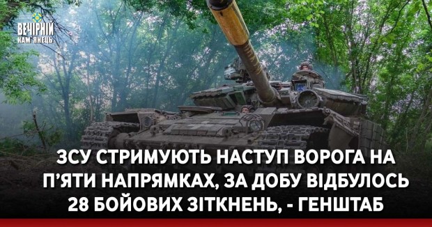 ЗСУ стримують наступ ворога на п’яти напрямках, за добу відбулось 28 бойових зіткнень, - Генштаб