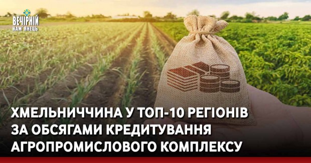 Хмельниччина у ТОП-10 регіонів за обсягами кредитування агропромислового комплексу