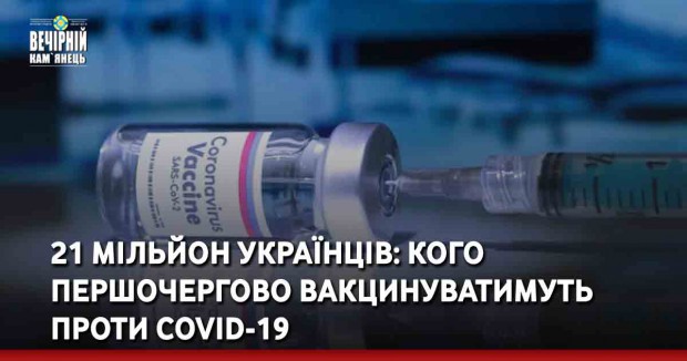 21 мільйон українців: кого першочергово вакцинуватимуть проти COVID-19 