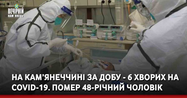 На Кам’янеччині за добу - 6 хворих на COVID-19. Помер 48-річний чоловік
