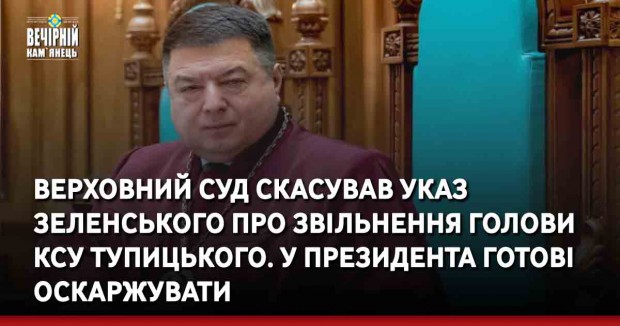 Верховний Суд скасував указ Зеленського про звільнення голови КСУ Тупицького. У президента готові оскаржувати