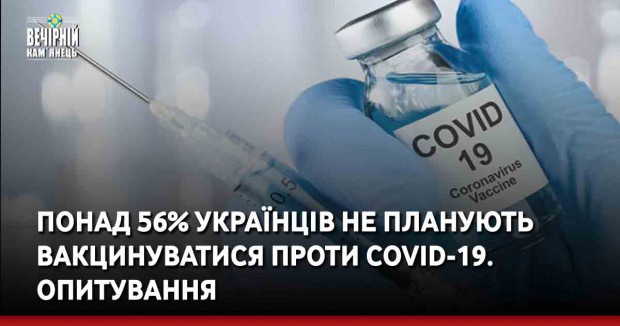 Понад 56% українців не планують вакцинуватися проти COVID-19. Опитування