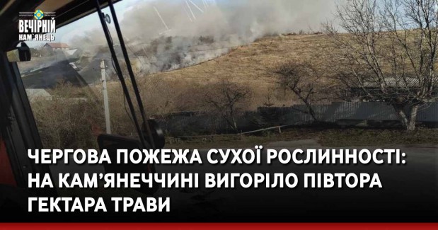 Чергова пожежа сухої рослинності: на Кам’янеччині вигоріло півтора гектара трави