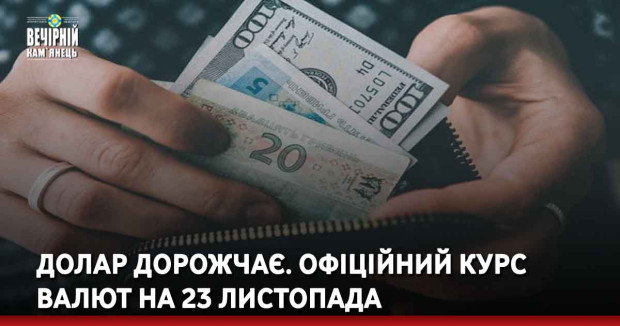 Долар дорожчає. Офіційний курс валют на 23 листопада