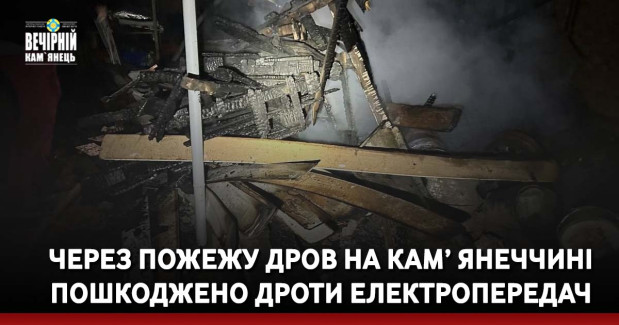 Через пожежу дров на Кам’ янеччині пошкоджено дроти електропередач