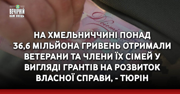 На Хмельниччині понад 36,6 мільйона гривень отримали ветерани та члени їх сімей у вигляді грантів на розвиток власної справи, - Тюрін