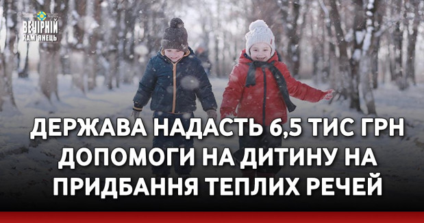 Держава надасть 6,5 тис грн допомоги на дитину на придбання теплих речей