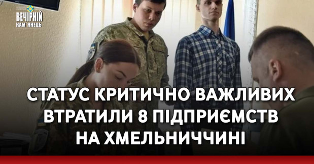 Статус критично важливих втратили 8 підприємств на Хмельниччині