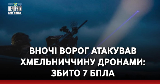 Вночі ворог атакував Хмельниччину дронами: збито 7 БпЛА