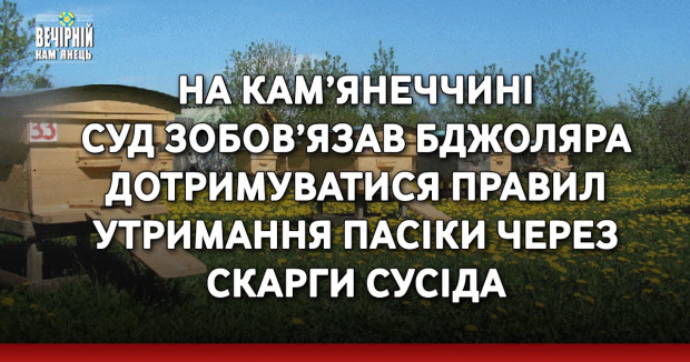 На Кам’янеччині суд зобов’язав бджоляра дотримуватися правил утримання пасіки через скарги сусіда