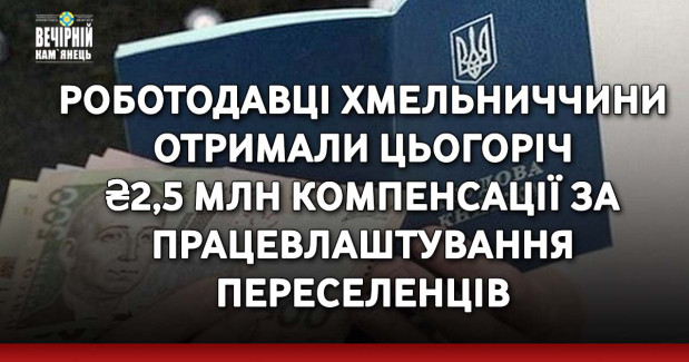 Роботодавці Хмельниччини отримали цьогоріч ₴2,5 млн компенсації за працевлаштування переселенців