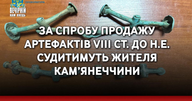 За спробу продажу артефактів VІІІ ст. до н.е. судитимуть жителя Кам’янеччини
