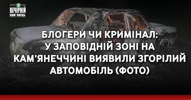Блогери чи кримінал: у заповідній зоні на Кам’янеччині виявили згорілий автомобіль (ФОТО)
