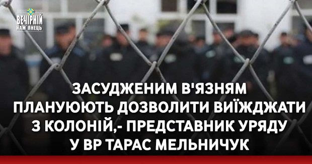 Засудженим в'язням плануюють дозволити виїжджати з колоній, — представник Уряду у ВР Тарас Мельничук