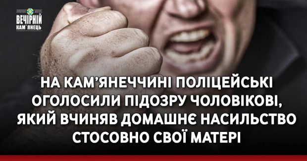 На Кам’янеччині поліцейські оголосили підозру чоловікові, який вчиняв домашнє насильство стосовно свої матері
