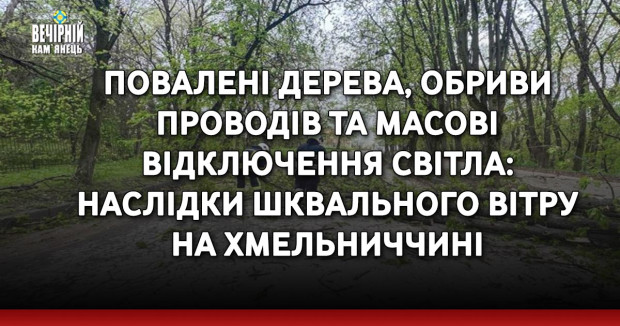 Повалені дерева, обриви проводів та масові відключення світла: наслідки шквального вітру на Хмельниччині