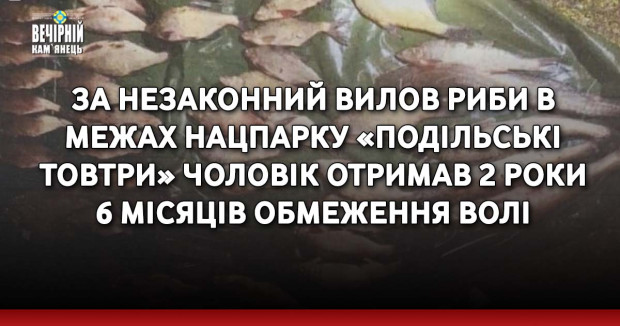 За незаконний вилов риби в межах Нацпарку «Подільські Товтри» чоловік отримав 2 роки 6 місяців обмеження волі